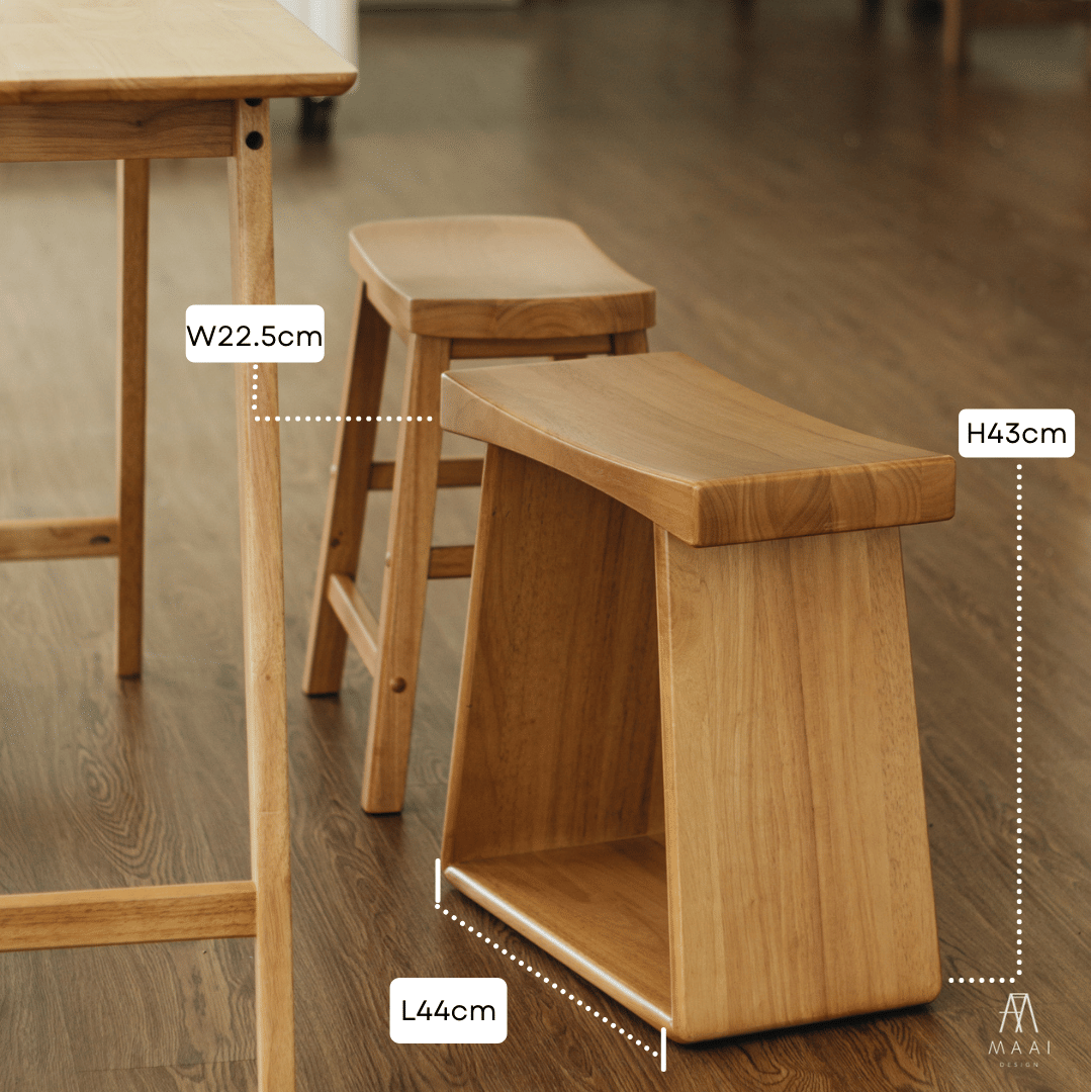 เก้าอี้บาร์ไม้ยางพารา MAAI DESIGN รุ่น BULL STOOL สีโอ๊ค_8